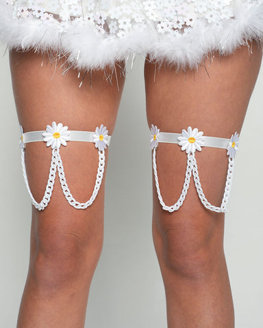 Bare Blossom Chain Leg Garters Pair
