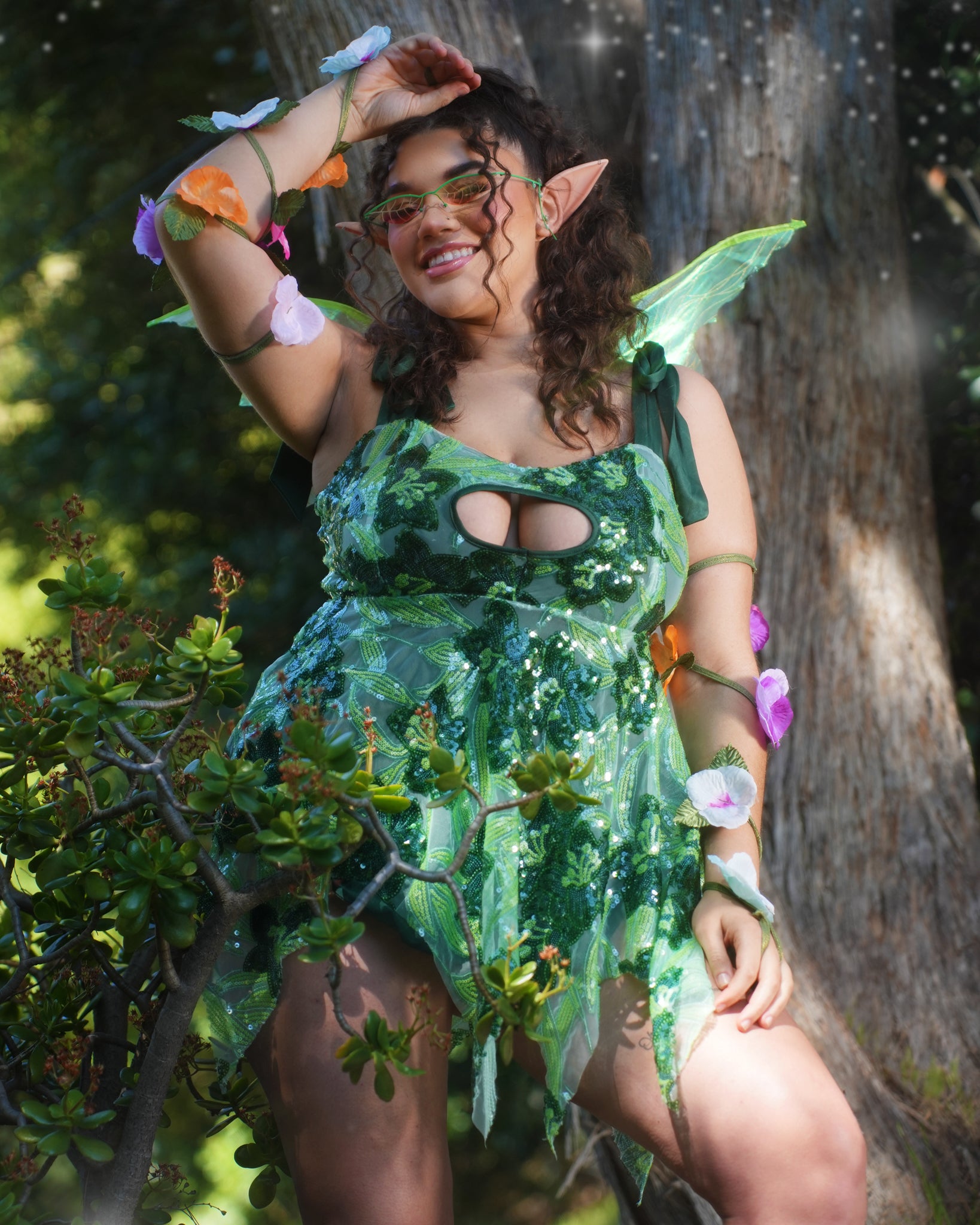Forest Fairytale Sequin Fairy Dress-Green-Curve1-Full--Makayla3---1X