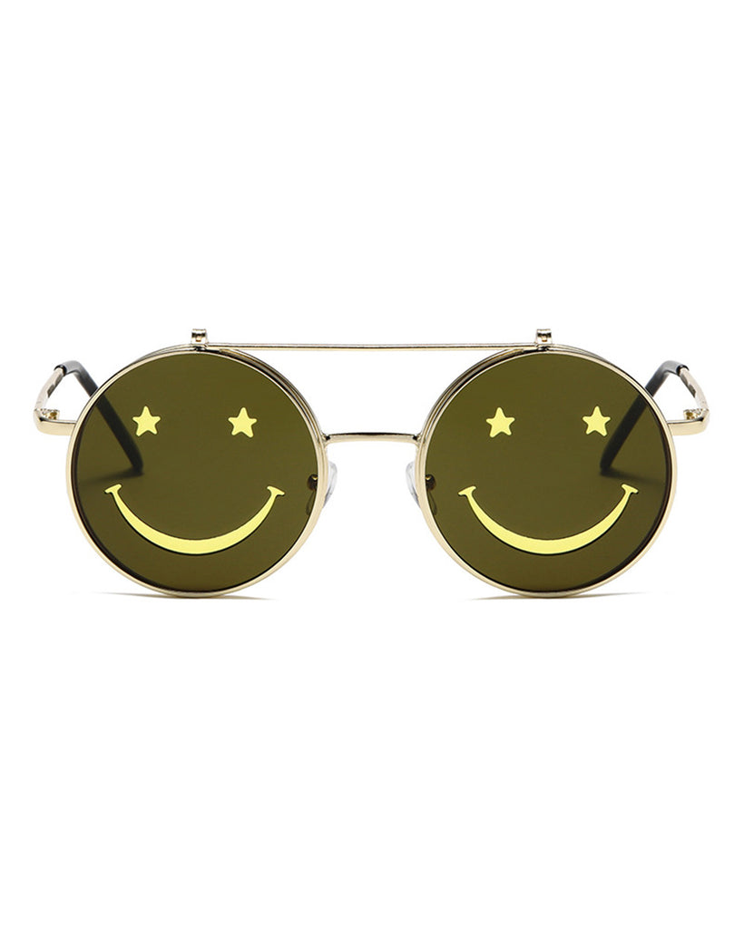 303 Vibes Smiley Sunglasses-Black/Yellow-Mock2