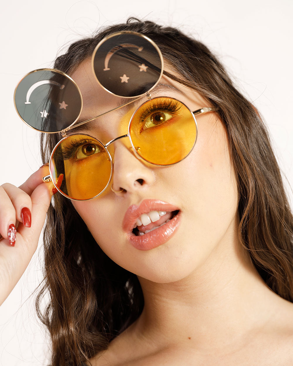 303 Vibes Smiley Sunglasses-Black/Yellow-Side
