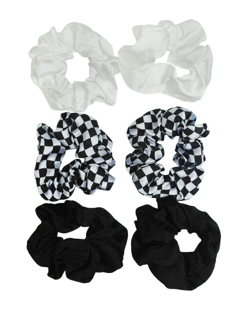 Black-White-Checkered Fabulous Feelings Black and White Scrunchies Set-Assorted-Detail