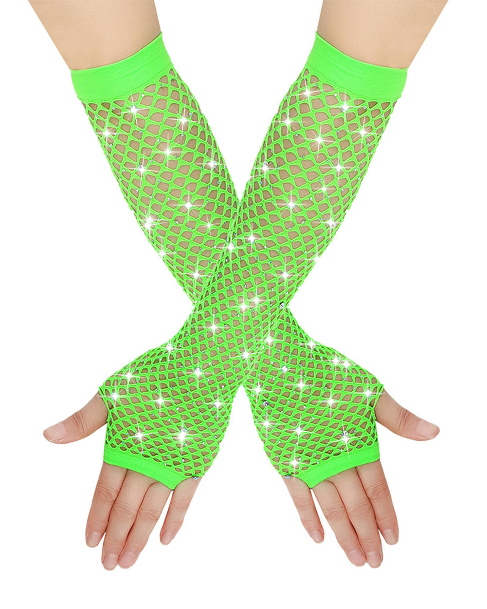 Glitterbust Arm Warmers-Neon Green-Front