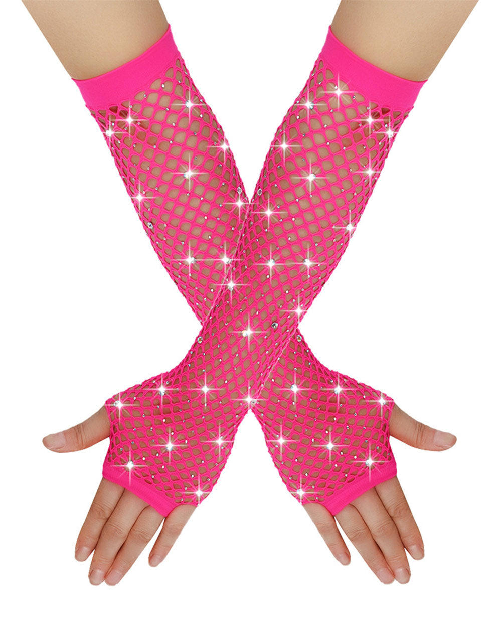 Glitterbust Arm Warmers-Neon Pink-Front