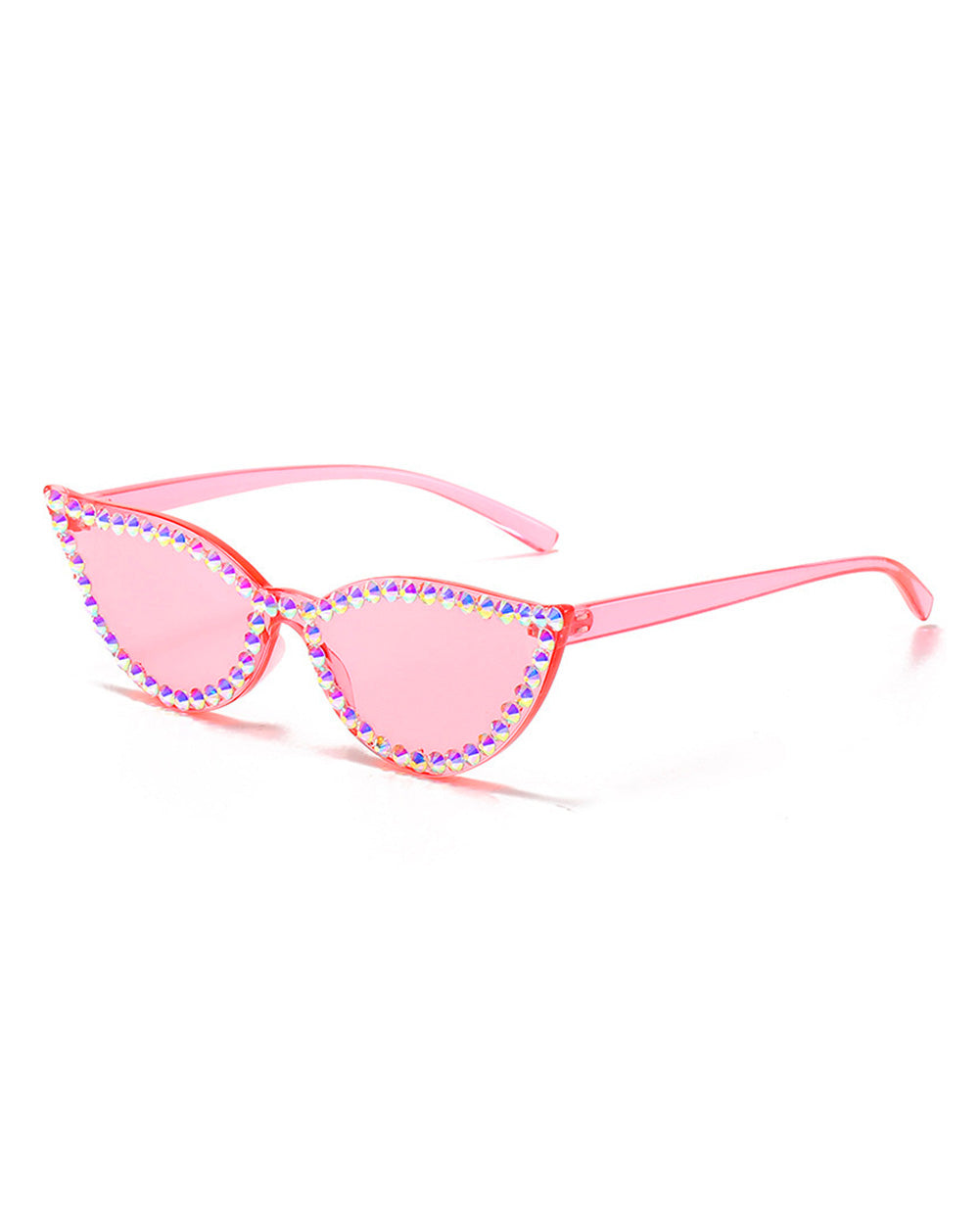 So Glitzy Studded Glasses-Pink-Front