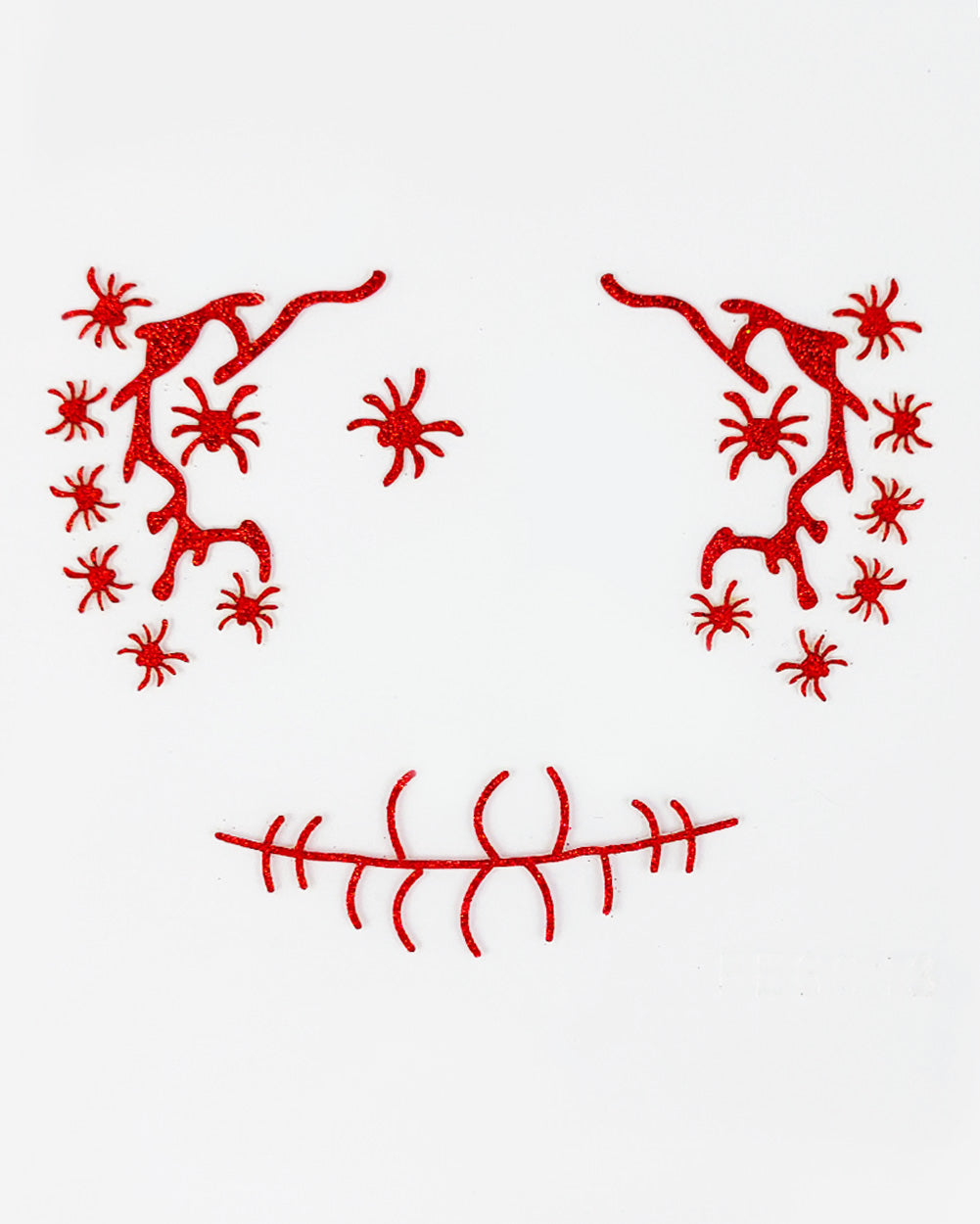 Creepy Crawler Spider Web Face Sticker-Red-Front