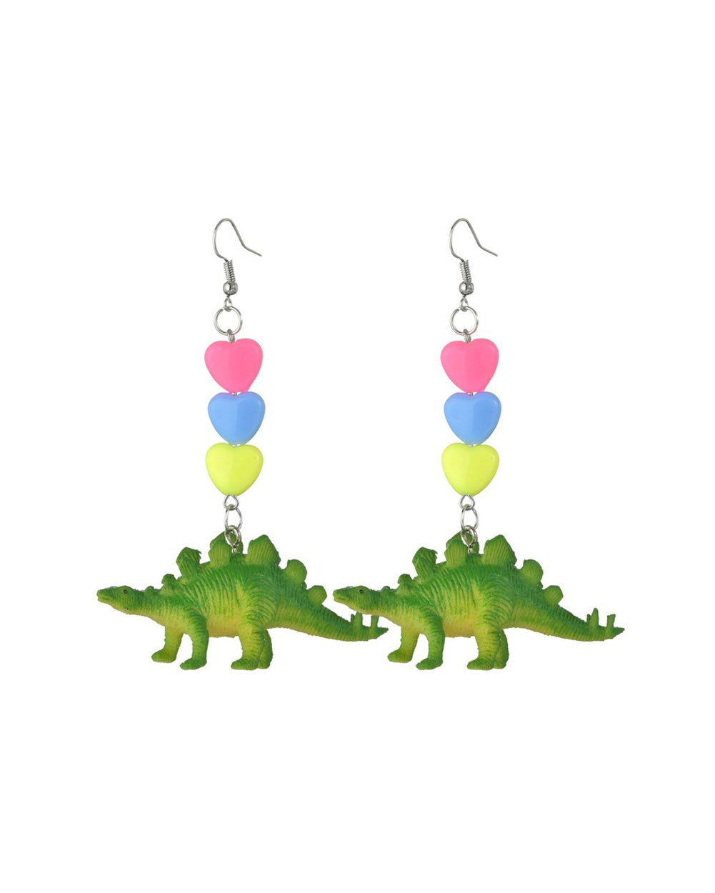 Prehistoric Party Dino Earrings-Green-Mock
