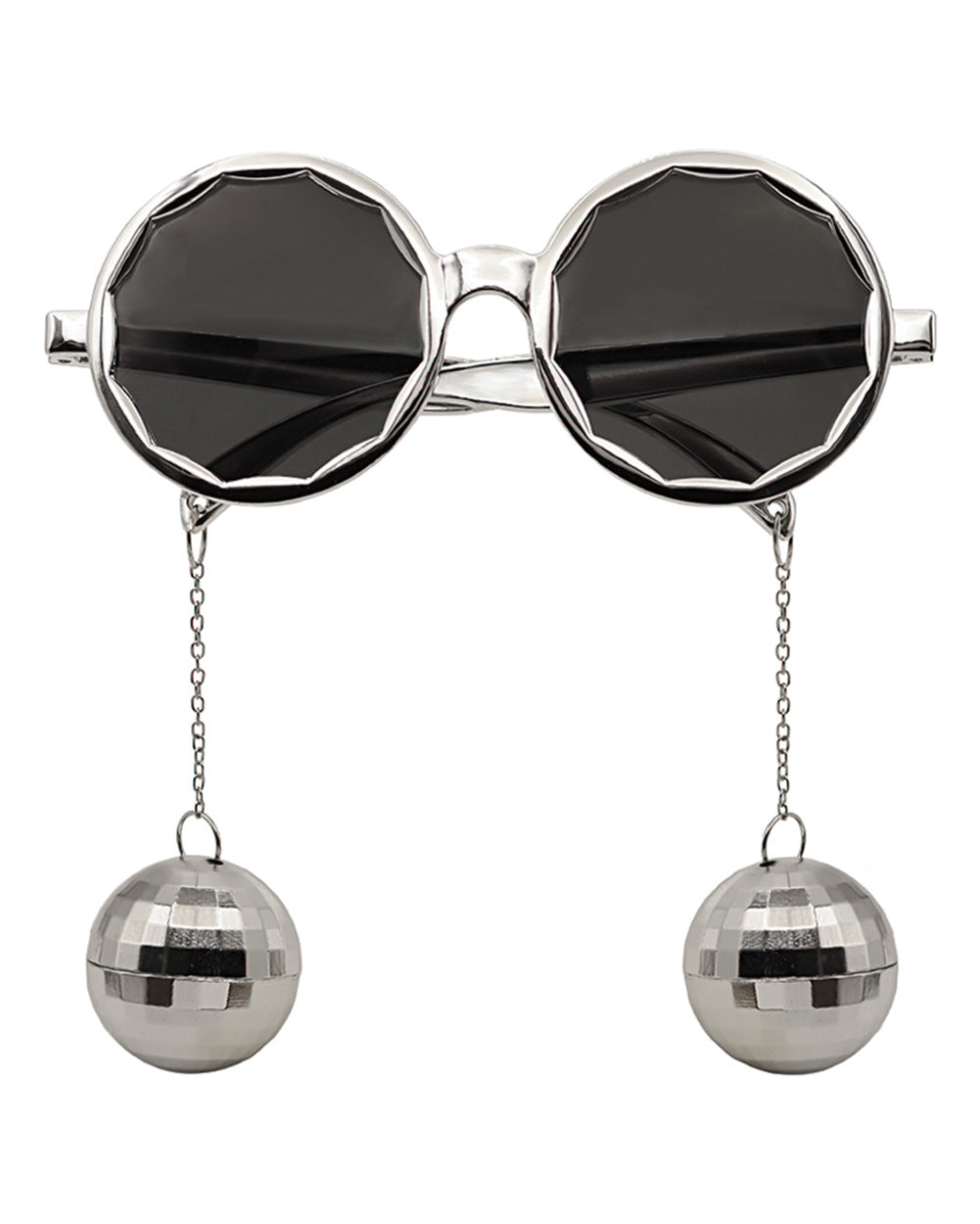 Funky Flash Disco Ball Glasses-Silver-Mock