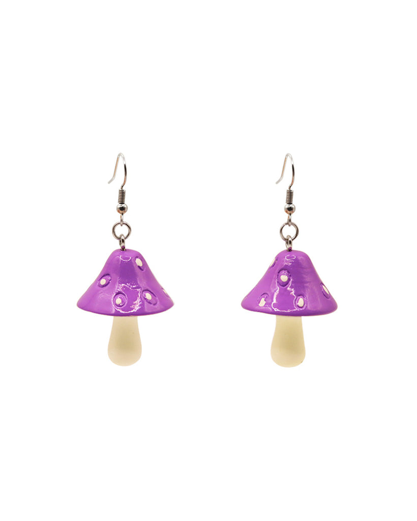 Lil Cottage Mushroom Earrings-Lavender-Side