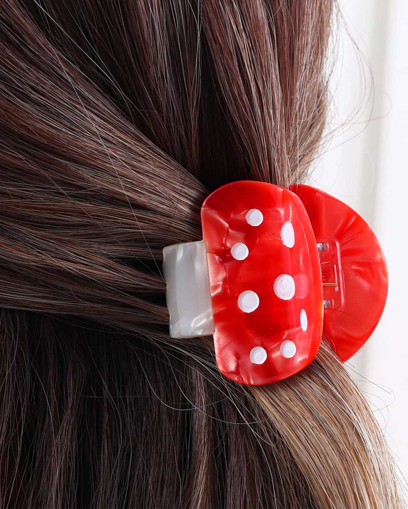 Enchanted Forest Mushroom Hair Claw-Red/White-Side
