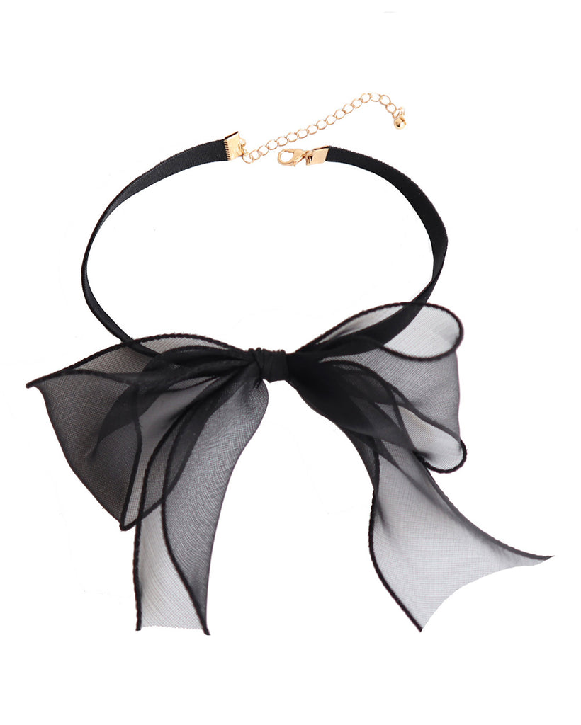 Delicate Beauty Ribbon Choker-Black-Full--Model---S