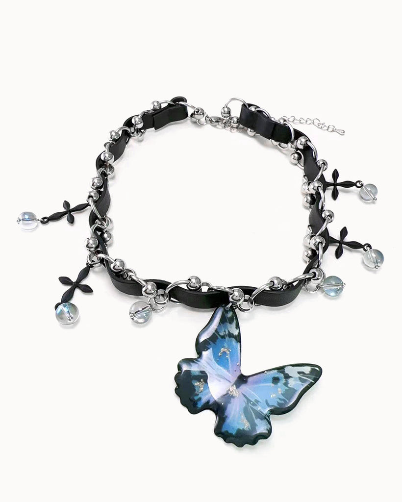 Fly Into the Sun Butterfly Choker-Black/Silver-Regular-Front 2--Model---S
