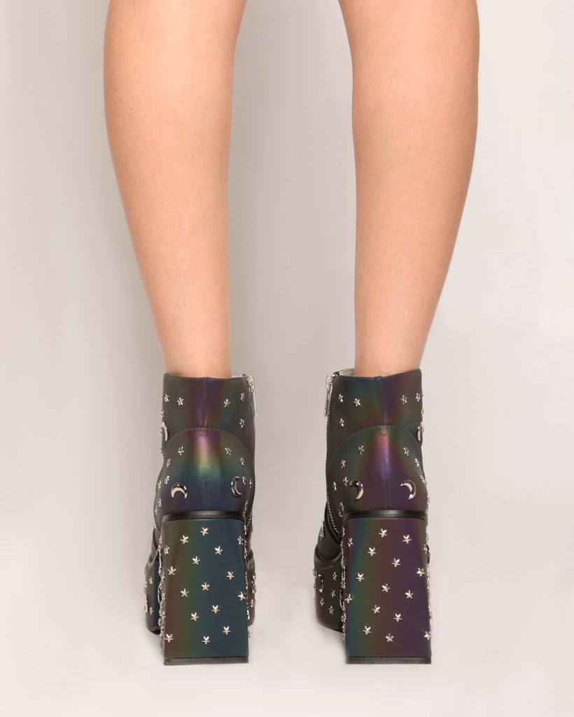 Anthony Wang Dark Enchantment Platform Reflective Ankle Boots-Black/Rainbow-Regular-Back--Model---5