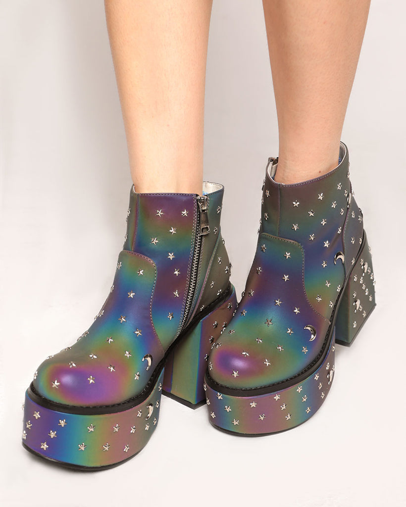 Anthony Wang Dark Enchantment Platform Reflective Ankle Boots-Black/Rainbow-Regular-Reflective--Model---5