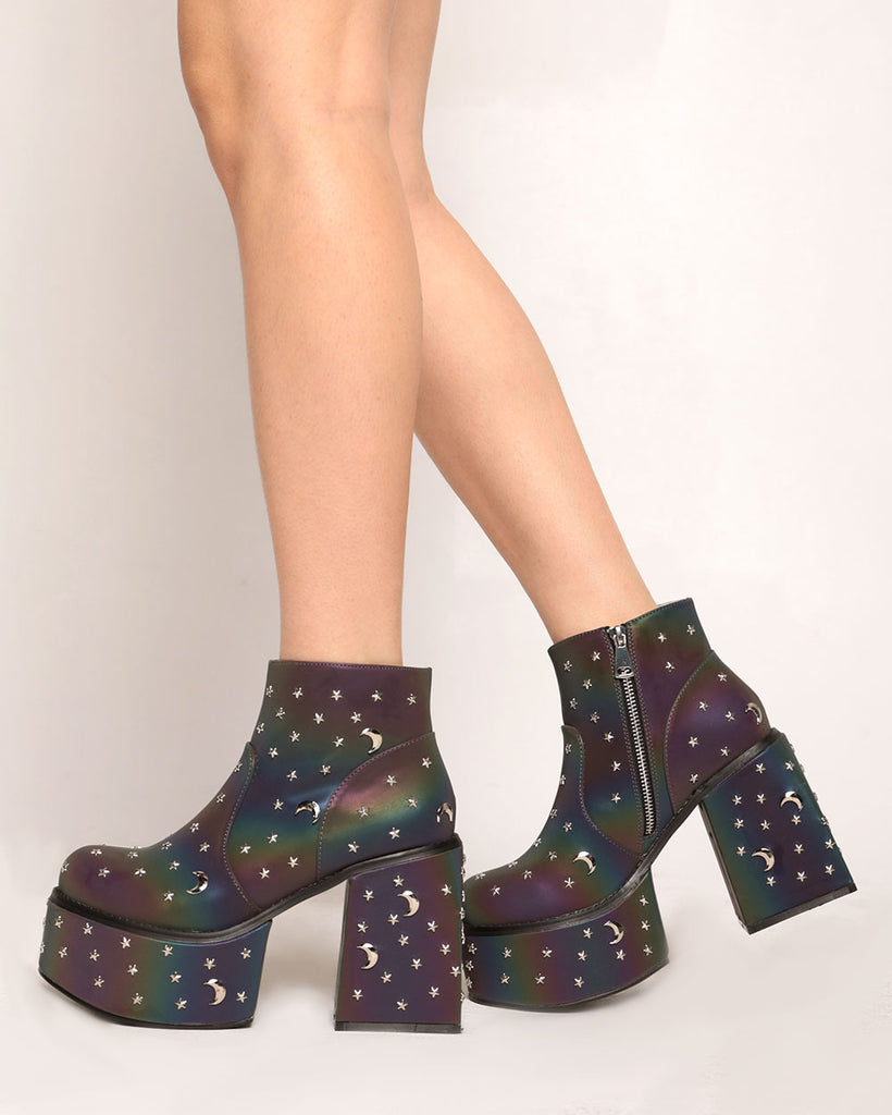 Anthony Wang Dark Enchantment Platform Reflective Ankle Boots-Black/Rainbow-Regular-Side--Model---5