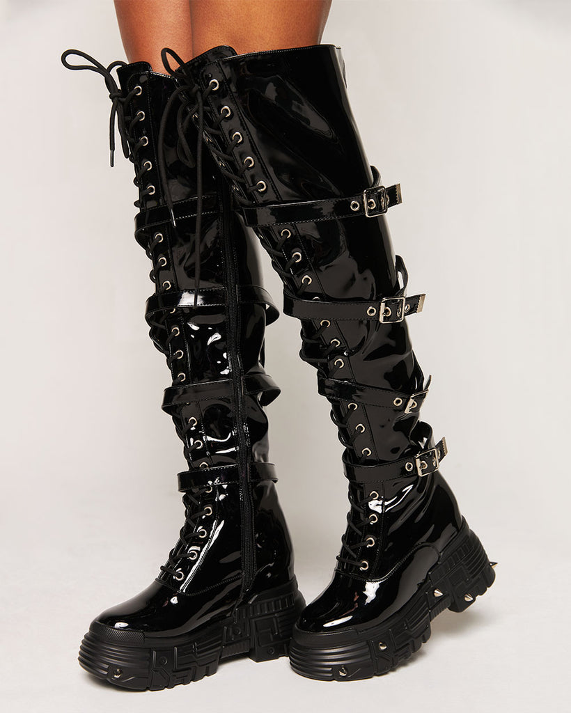 Anthony Wang Distinxion Thigh Boots-Black-Regular-Front--Courtney---6