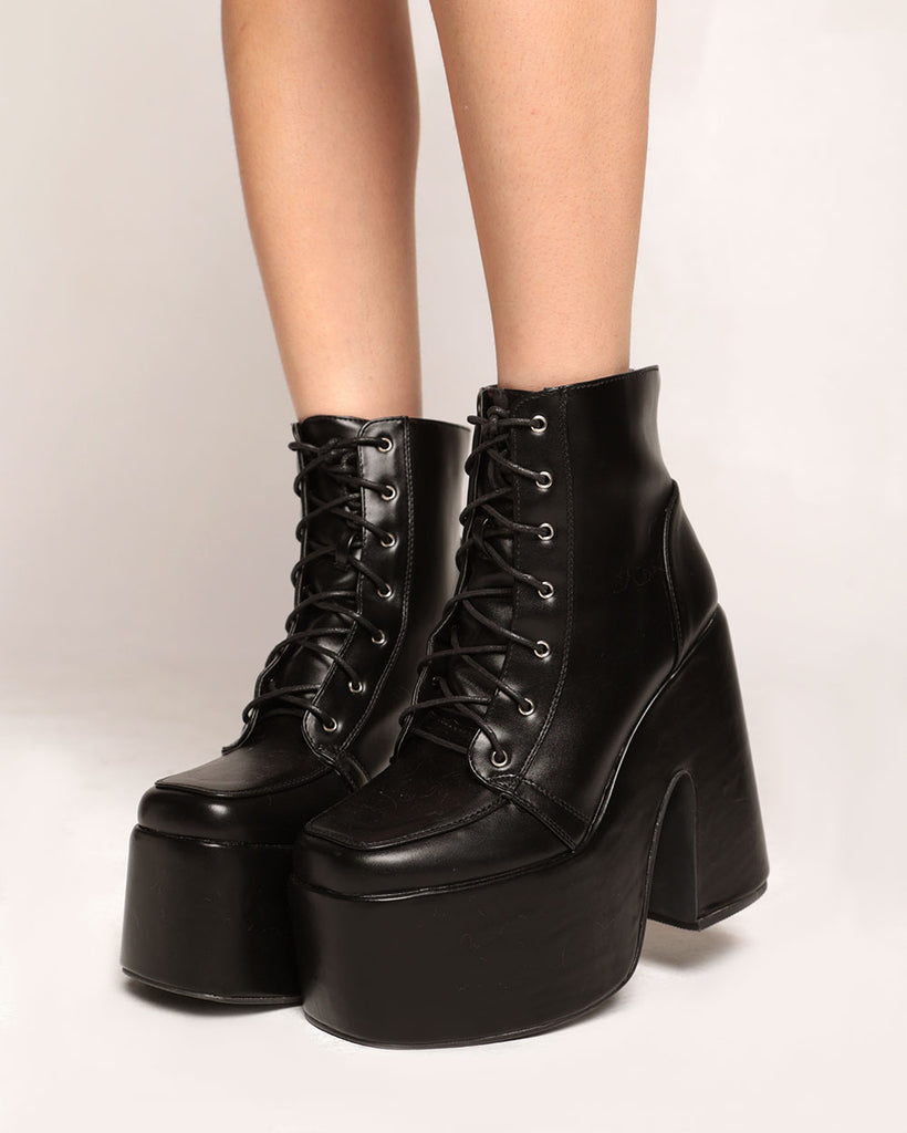 Anthony Wang Nightfall Platform Ankle Boots-Black-Regular-Front--Model---5