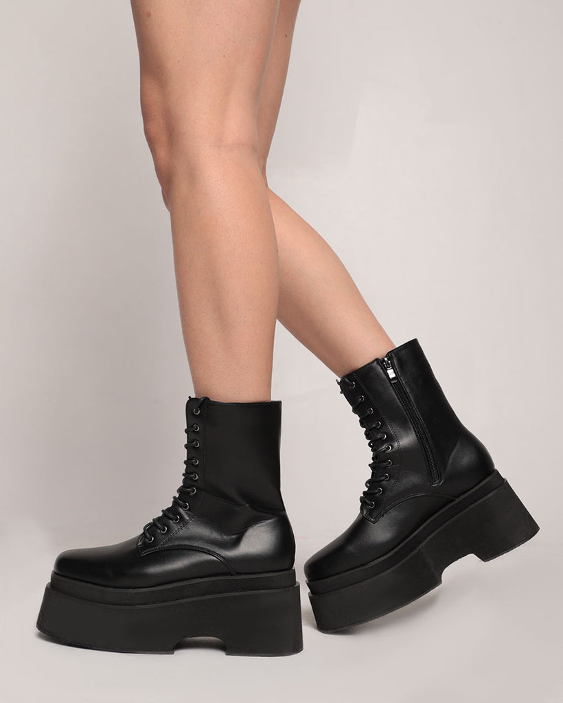 Anthony Wang Nocturnal Mood Platform Ankle Boots-Black-Regular-Side--Model---5