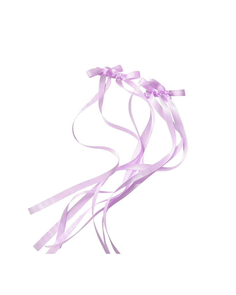 Baby Doll Ribbon Hair Clip-Lavender-Front--Model