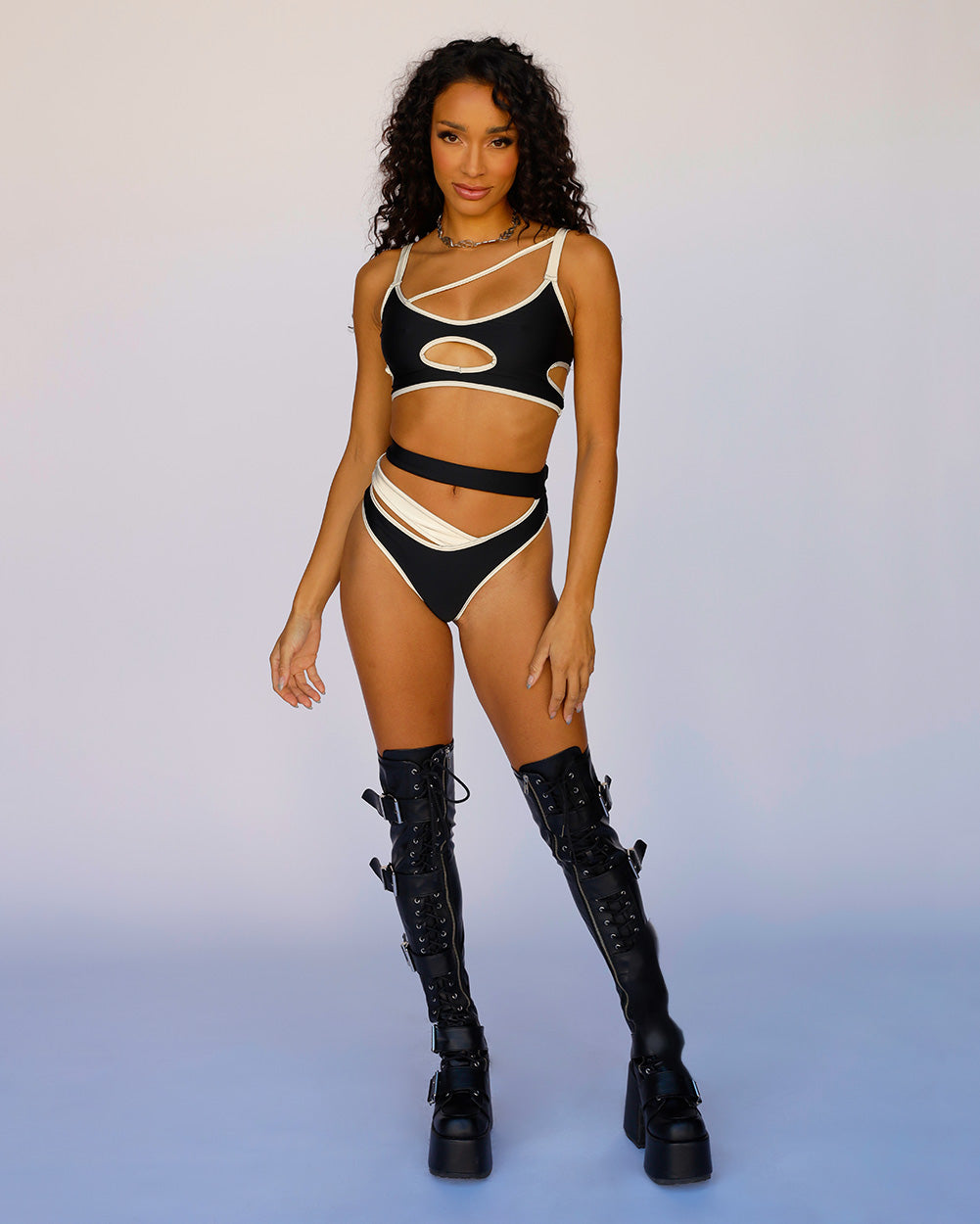 Backstage Baddie Reflective Cutout Bottoms-Black/Silver-Full--Courtney---S