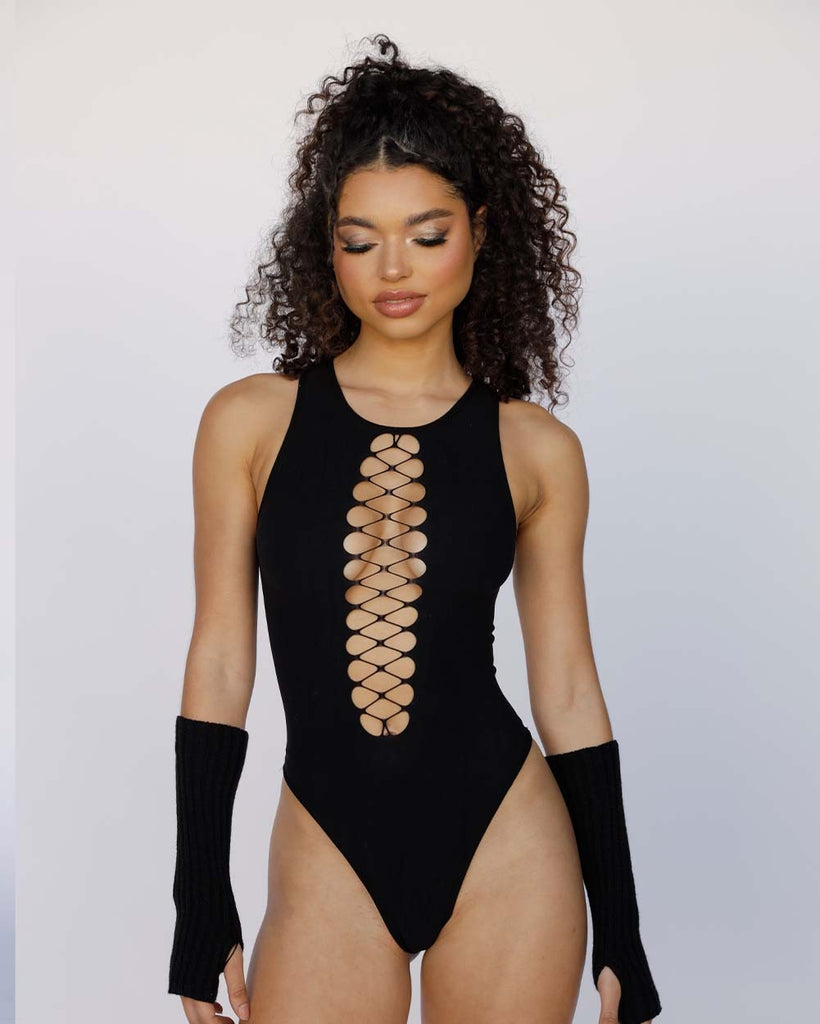Sexy Festival Front Lace-Up Bodysuit