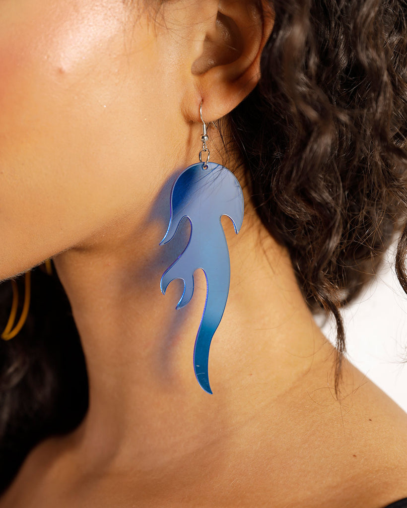 Blue Old Flame Earrings-Blue-Side