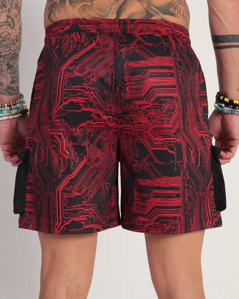Circuit Breaker Men's Shorts-Black/Red-Back--Zach---L