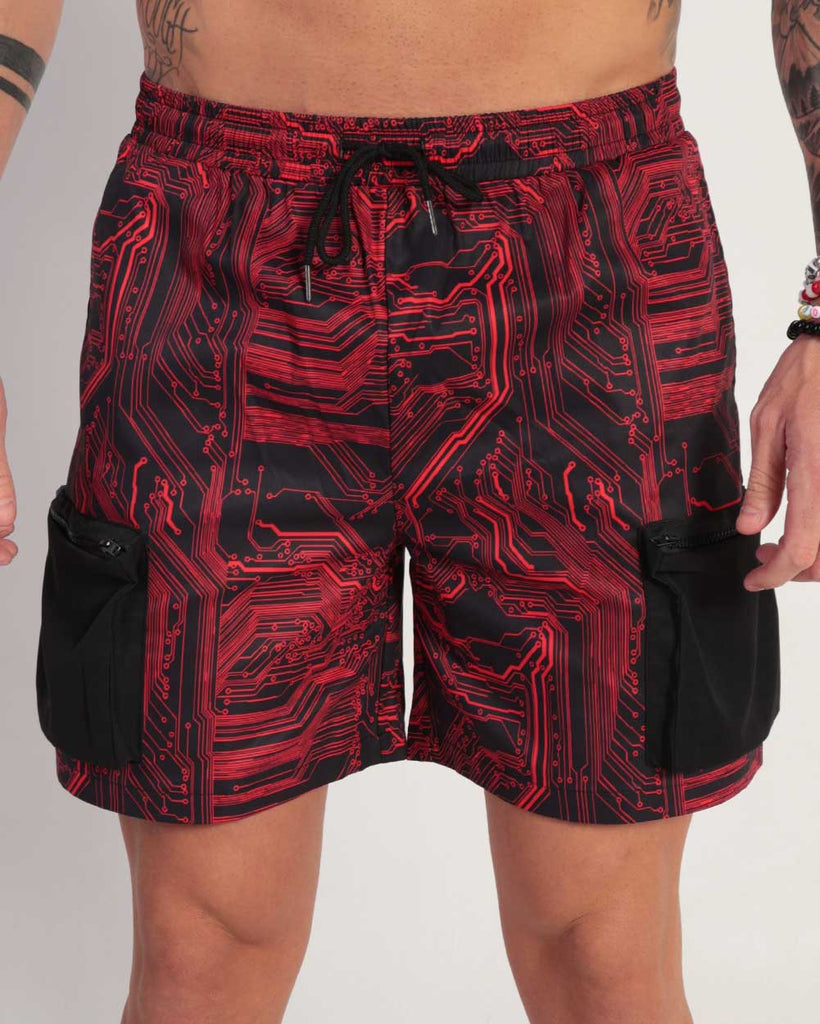 Circuit Breaker Men's Shorts-Black/Red-Front--Zach---L
