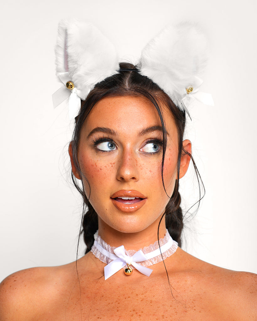 Curious Kitty Headband & Choker-White-Regular-Front--Sarah2---S