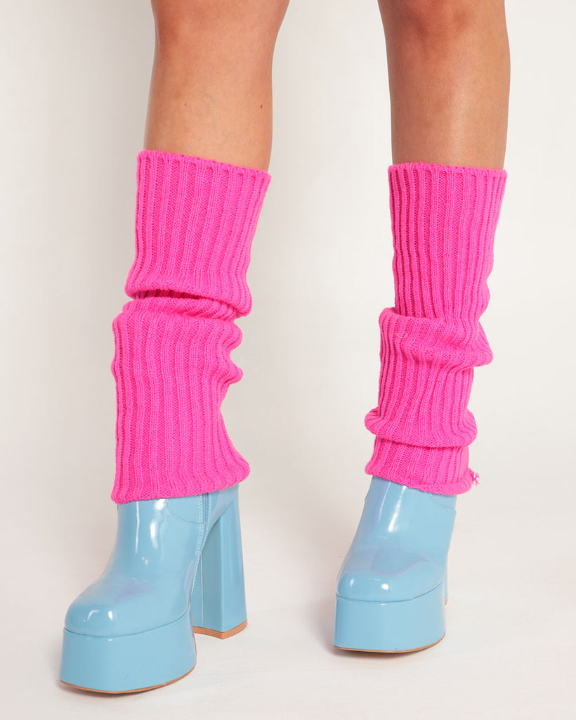 Cyber Pop Leg Warmers-Neon Pink-Regular-Side 2--Model---S