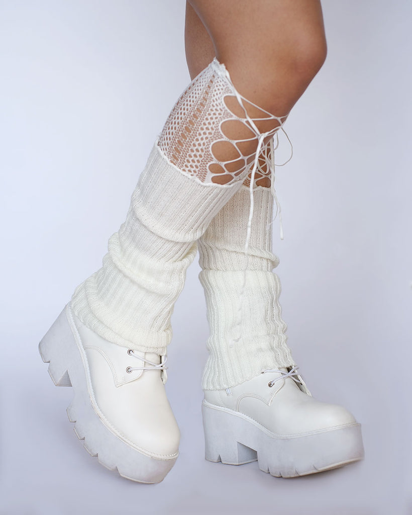 Cyber Pop Leg Warmers-White-Regular-Side--Model---S