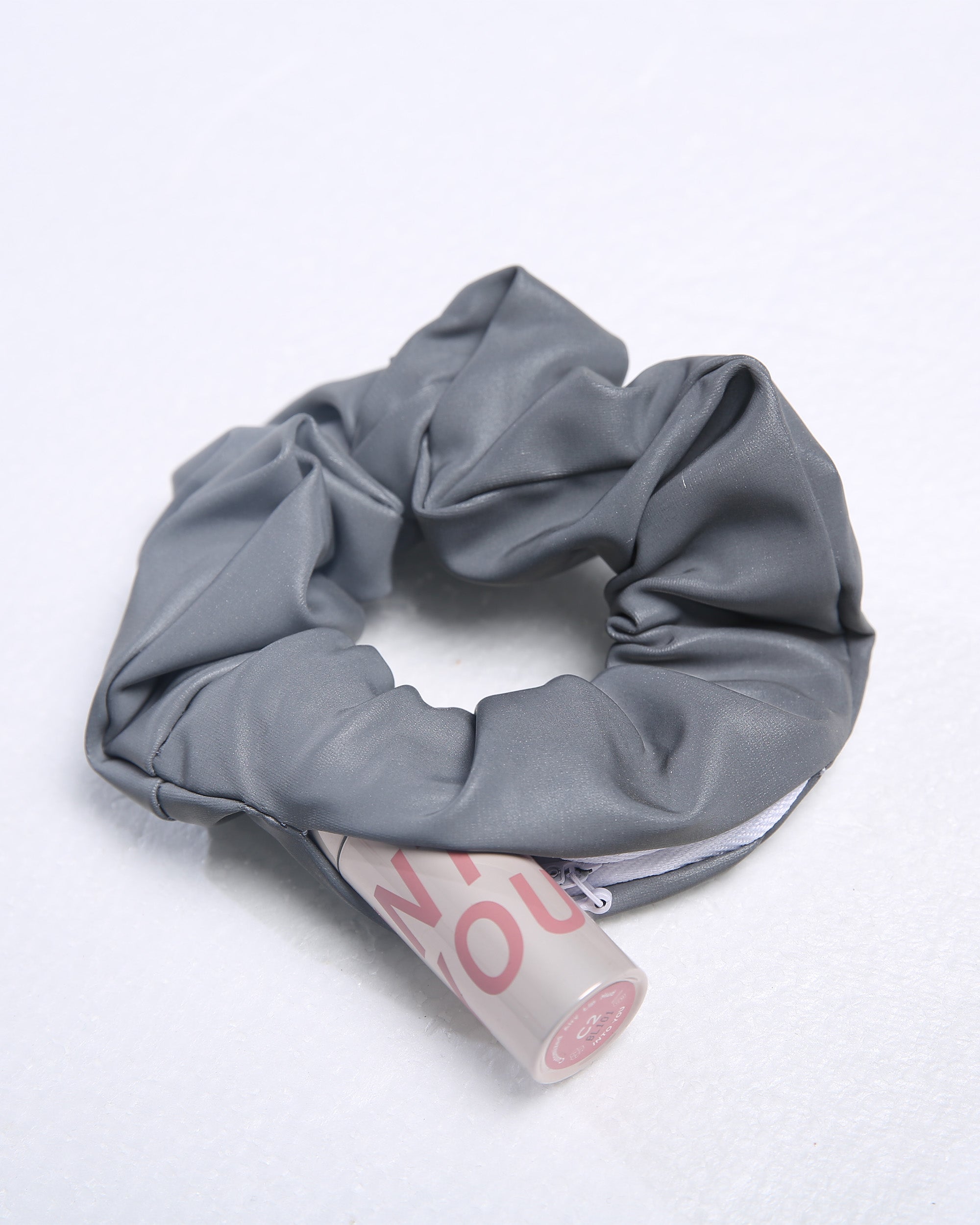 Deep Reflections Reflective Pocket Scrunchies-Grey-Front