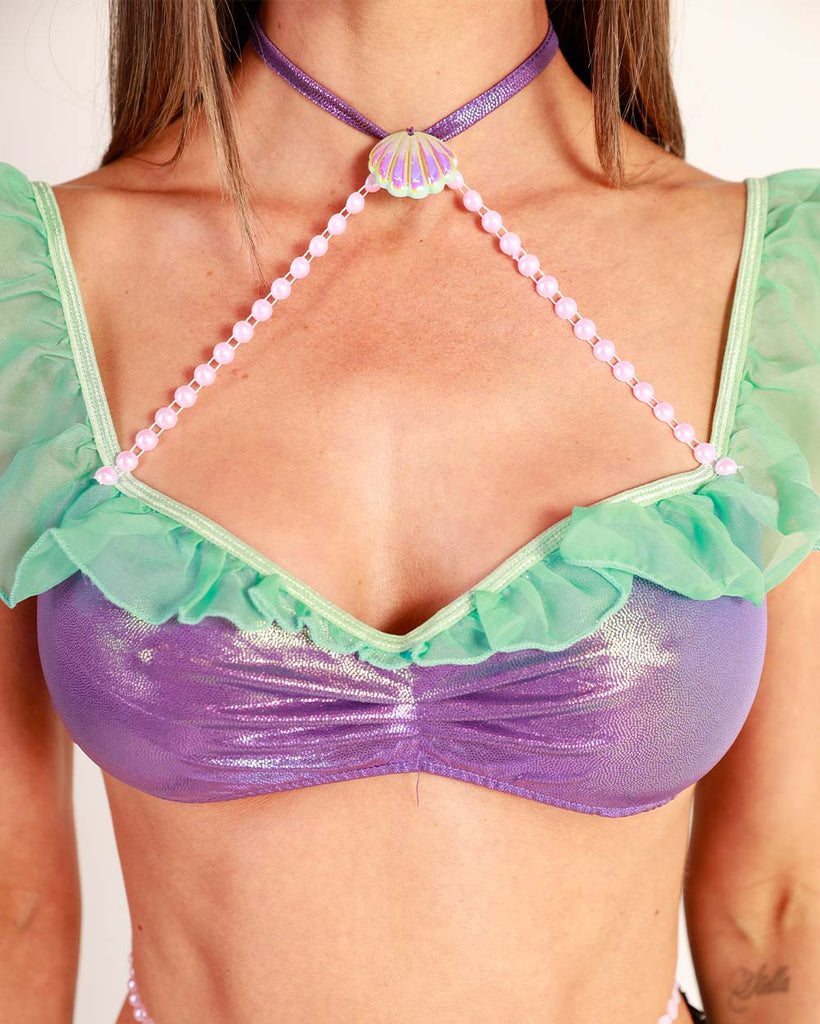 Deep Sea Diva Costume Set-Green/Purple-Detail