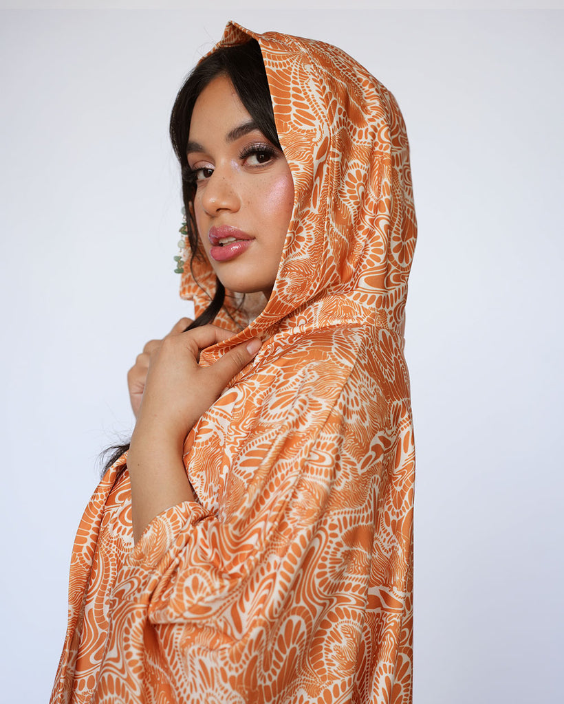 Dimensional Daze Hooded Robe-Orange-Detail--Amber2---S