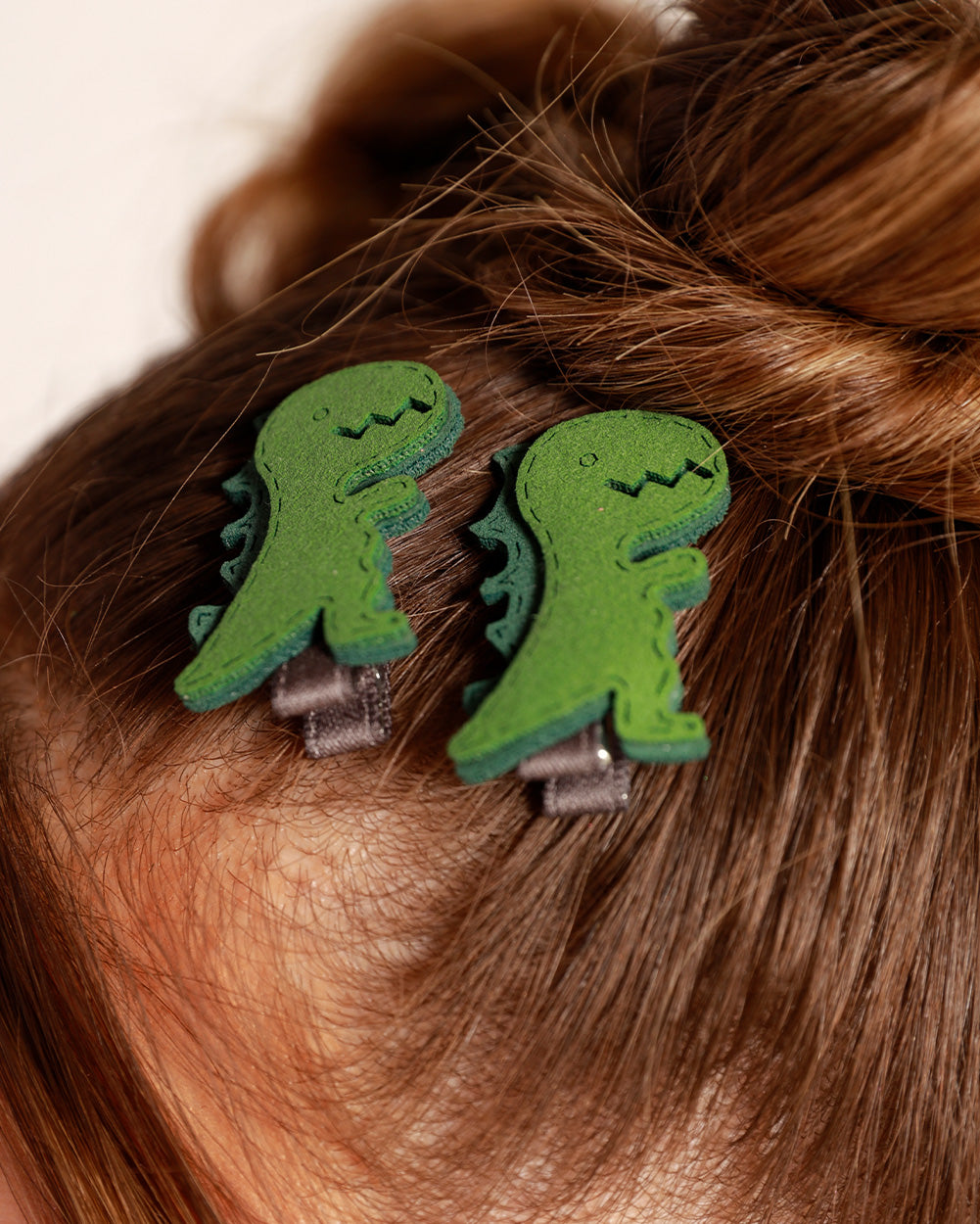 Dino BB Hair Clip Pair-Green-Detail