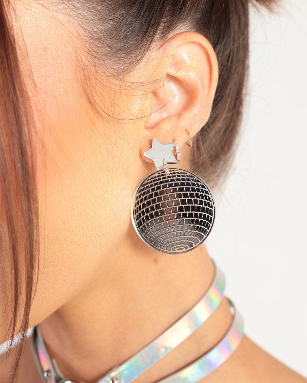 Disco Fever Earrings-Silver-Front