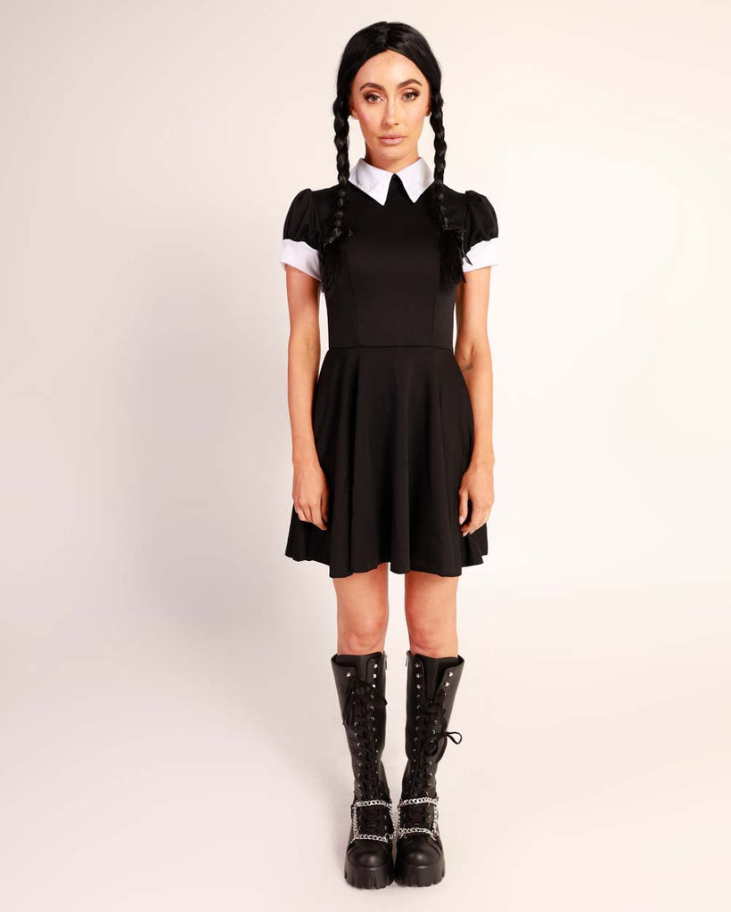 Do I Look Disturbing Collar Dress Costume Set-Black/White-Full--Hannah---S-M
