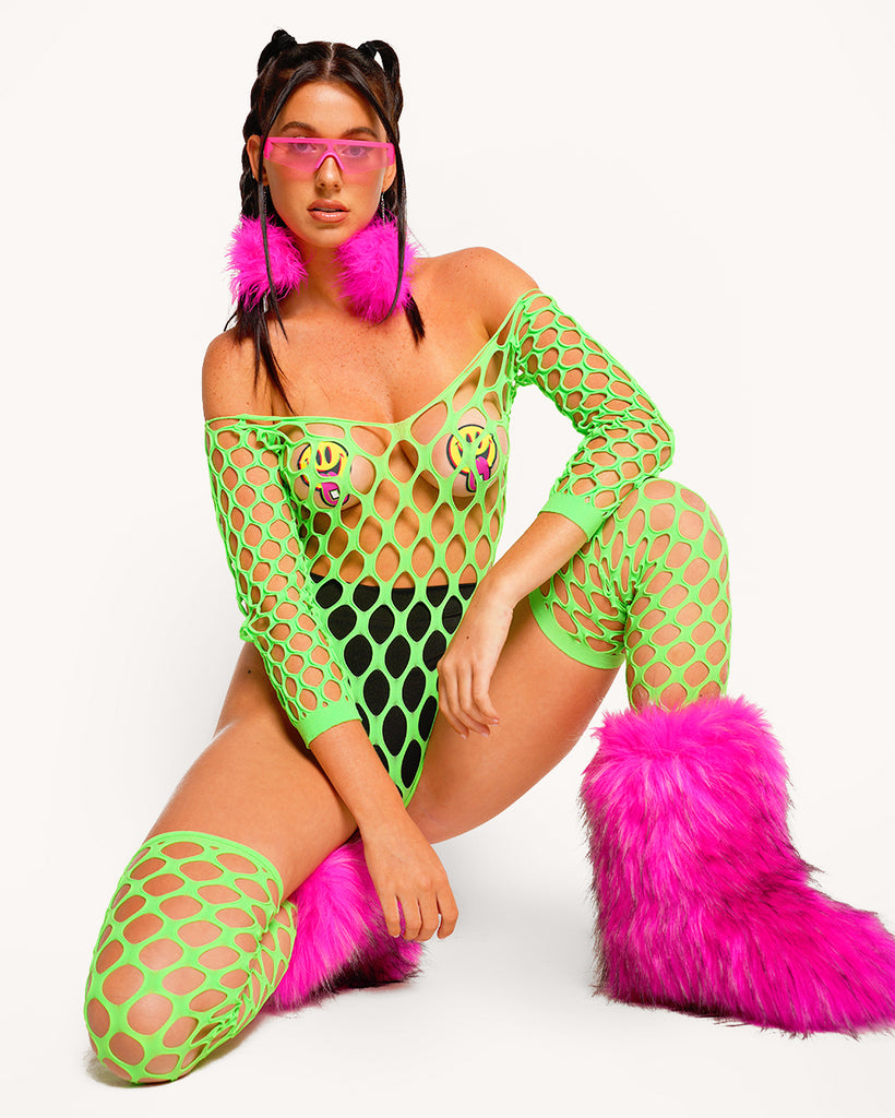 Drama Queen Bodysuit and Stockings-Neon Green-Regular-Lifestyle--Sarah2---S