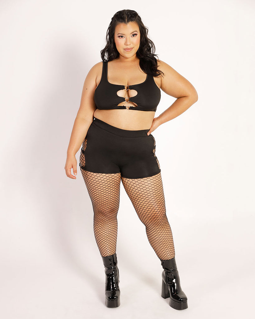 Drop the Beat Recycled Fabric Cutout Bottoms-Curve1-Black-Full--Silvia---1X