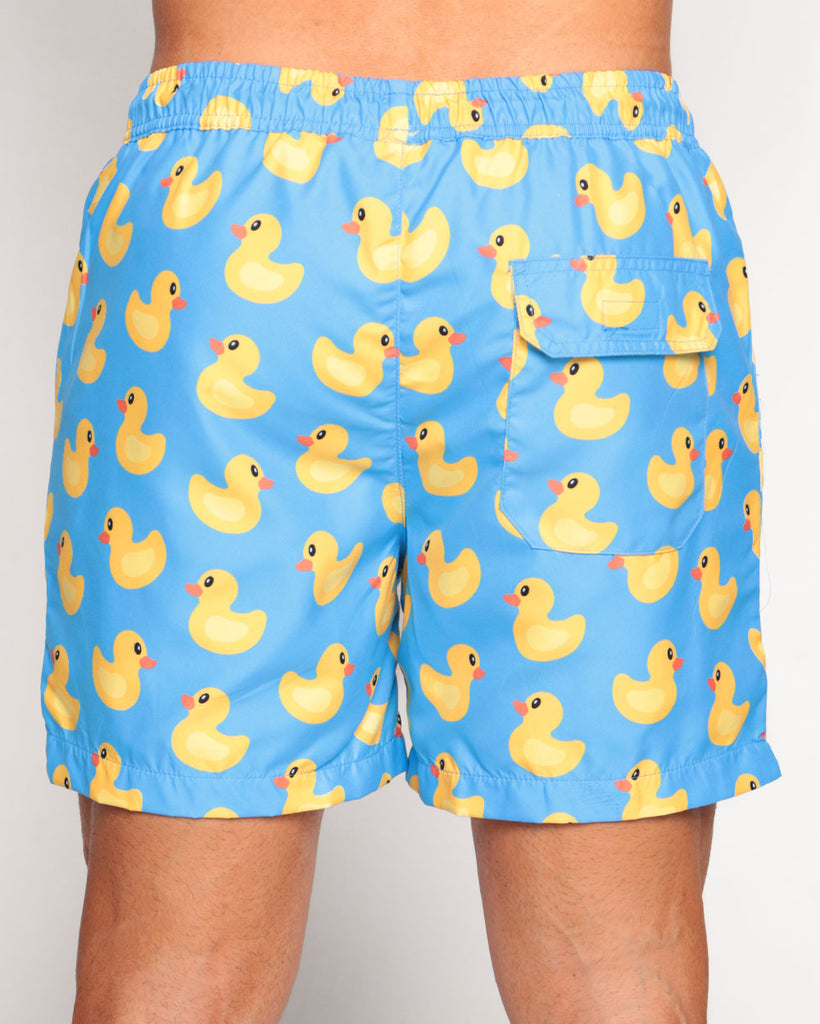Ducky Delight Men's Shorts-Blue/Yellow-Regular-Back--Eric2---L
