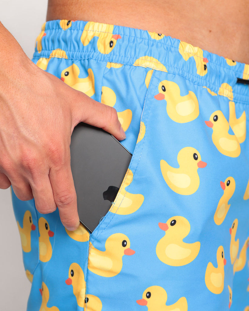 Ducky Delight Men's Shorts-Blue/Yellow-Regular-Detail--Eric2---L