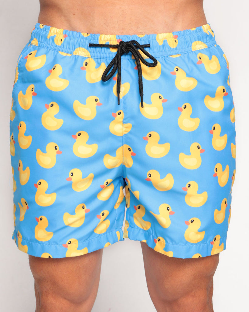 Ducky Delight Men's Shorts-Blue/Yellow-Regular-Front--Eric2---L