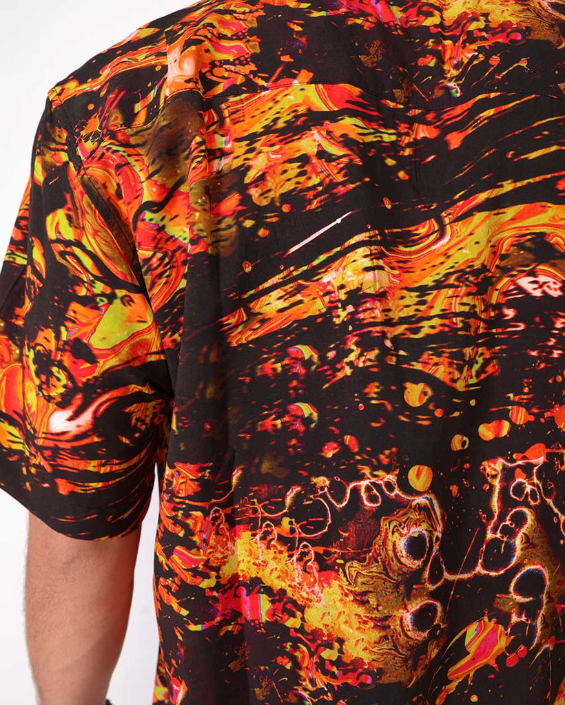 Festival Flow Men's Camp Shirt-Black/Orange-Regular-Detail--Milo---L