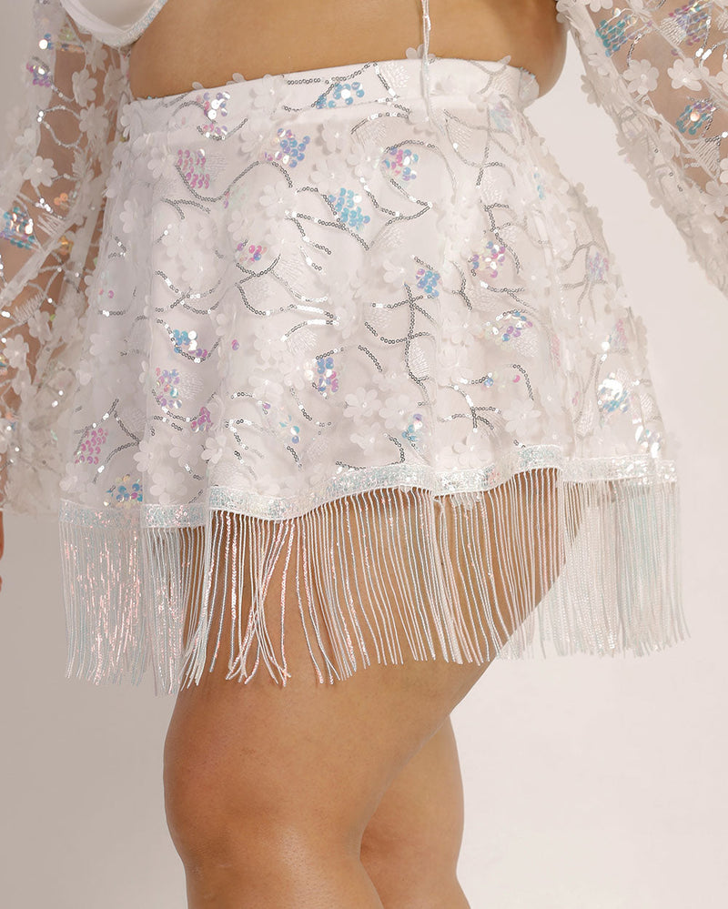 Floral Fairy Sequin Fringe Skirt-Silver/White-Curve1-Side--Silvia---1X