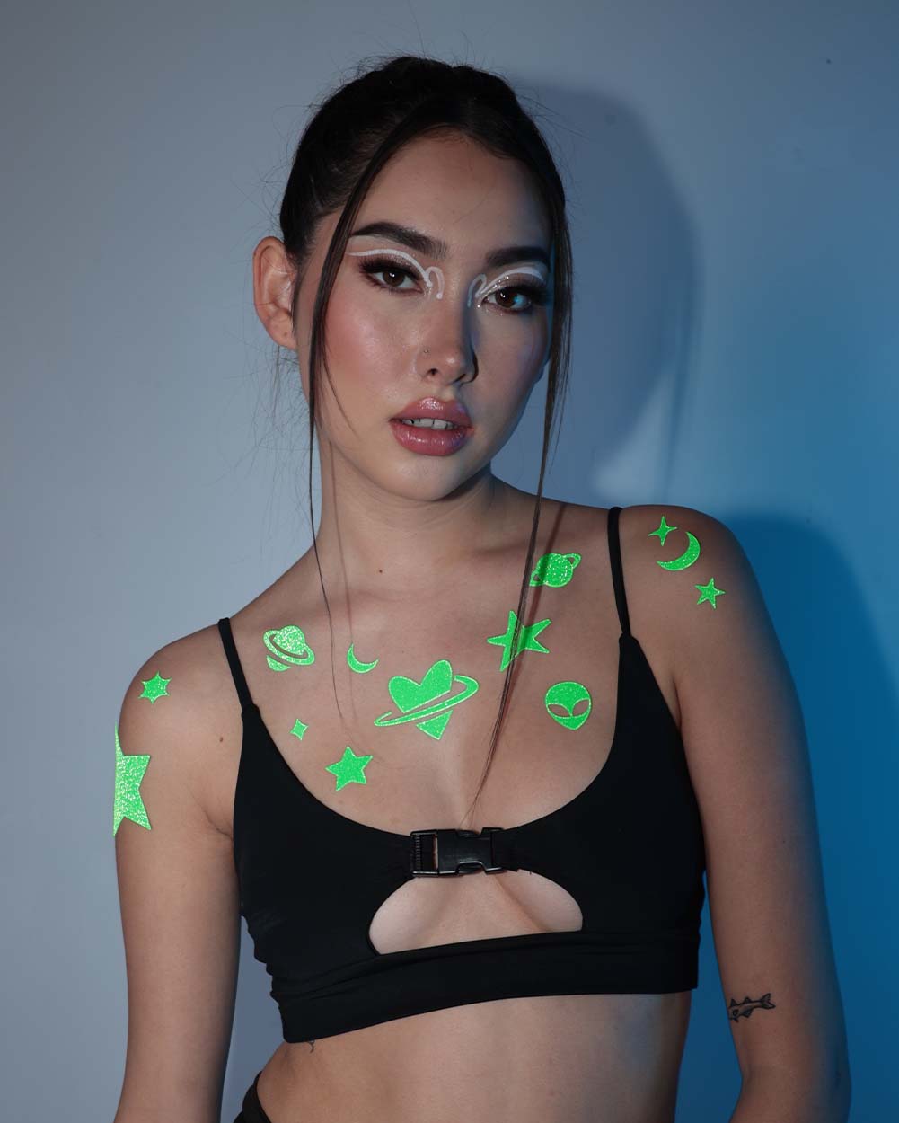 Foreign Friend Reflective & UV Reactive Body Sticker Set-Neon Green-UV 2