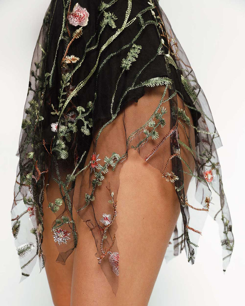 Lace Flowerfields Fairy Dress-Black/Green-Regular-Detail--Sarah2---S