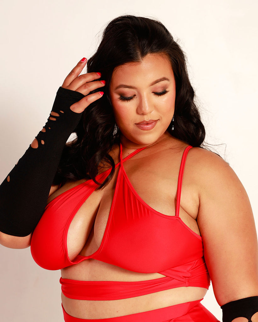 Fuego Fever Criss Cross Halter Top-Curve1-Red-Side--Silvia---1X