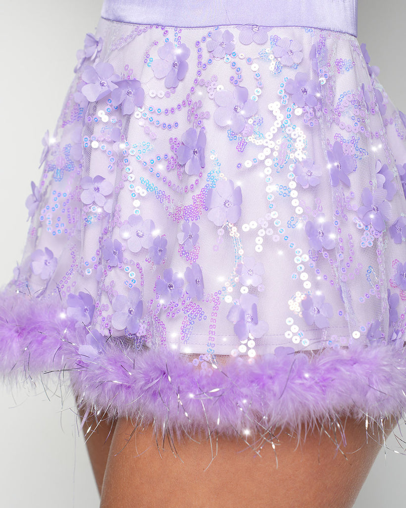 Genie Dust Floral Sequin Marabou Skirt-Lavender-Regular-Detail--Sarah2---S