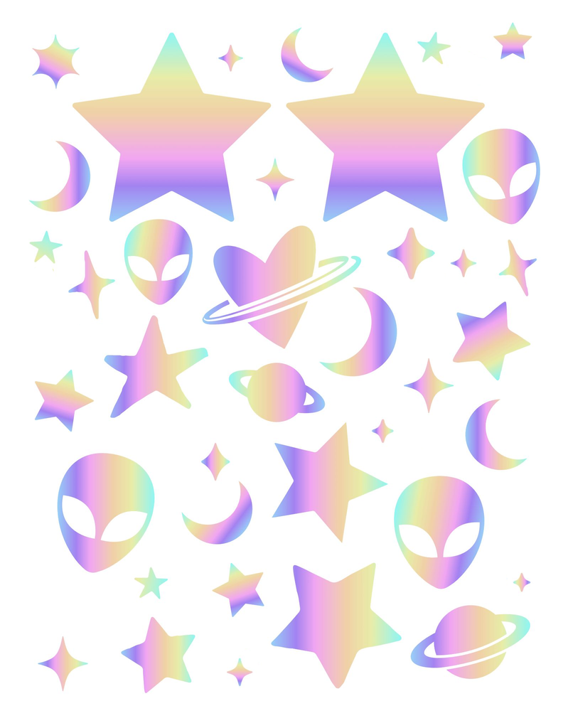 Guiding Light Rainbow Reflective Celestial Pasties and Body Sticker Set-Rainbow-Front