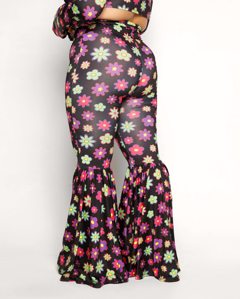 Happy Days Daisy Bell Bottoms-Black/Green/Pink/Purple-Curve1-Back--Silvia---1X