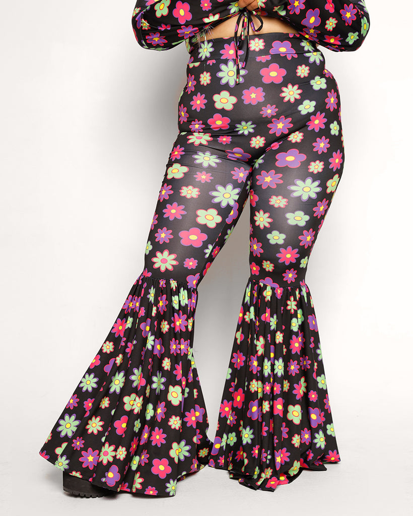 Happy Days Daisy Bell Bottoms-Black/Green/Pink/Purple-Curve1-Front--Silvia---1X